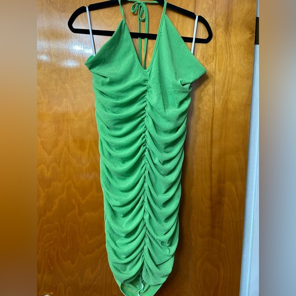 Shein Green Halter Sparkly Ruched Mini Dress - Picture 1 of 2